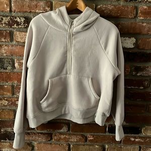 RBX Cream 3-Quarter Zip Up Hoodie Sweatshirt With Front Pocket Size XL